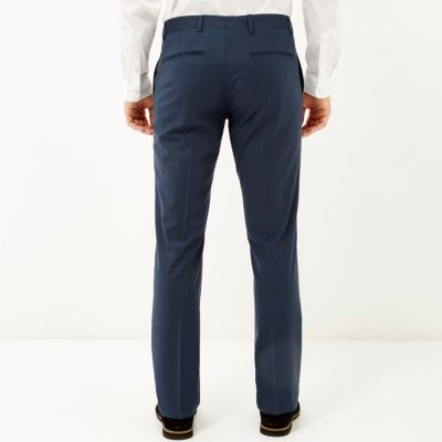 Blue wool-blend slim suit trousers